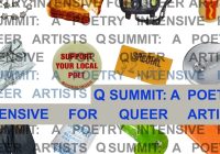 Banner with Q Summit Repeated with various objects in the background