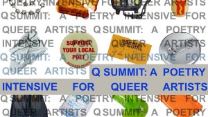 Banner with Q Summit Repeated with various objects in the background