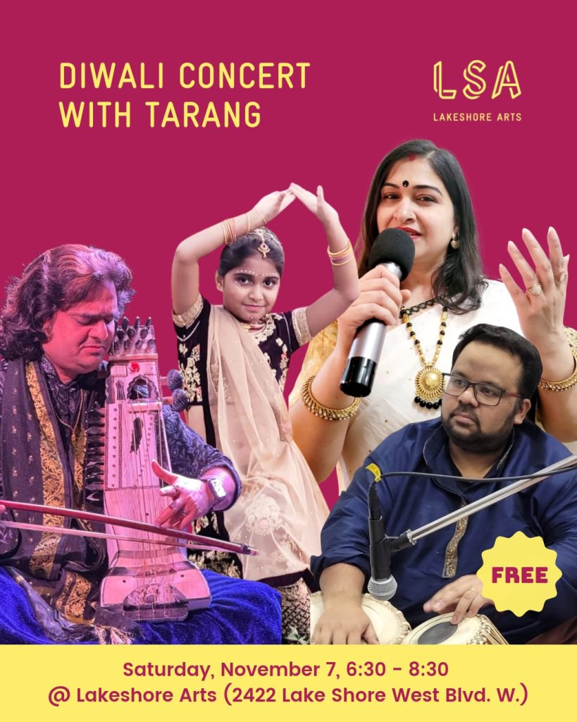 Diwali concert with Tarang, with photos of musicians.